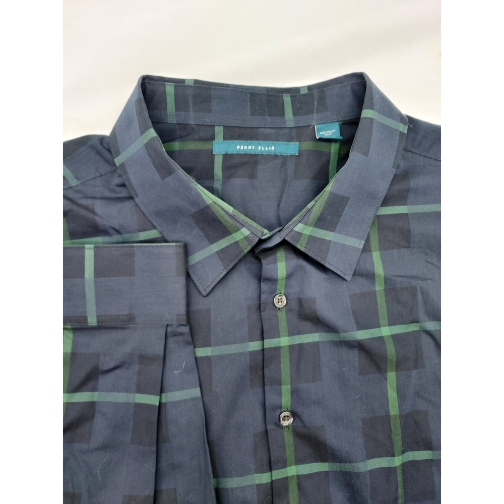 Perry Ellis Men's‎ Plaid Long Sleeve Button Down Dress Shirt 3XL TALL